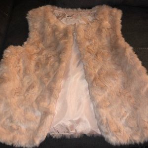 Girls tan faux fur vest